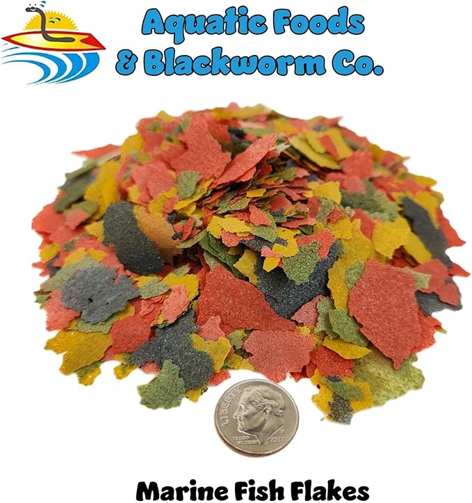 Aquatic Foods Inc. Premium Marine Fish Flakes with Seaweed, Algaes, Spirulina Marine Angels, Butterflies, Tangs Premium Marine AF Flakes - 1/4-lb
