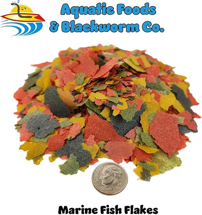Aquatic Foods Inc. Premium Marine Fish Flakes with Seaweed, Algaes, Spirulina Marine Angels, Butterflies, Tangs Premium Marine AF Flakes - 5-lbs