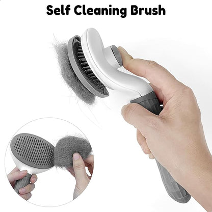 Self Cleaning Cat Brush Dog Hair Brush for Shedding, Self Cleaning Pet Grooming Brush, Skin Friendly Grooming Tool, Pet Hair Removal Comb Suitable for Dog Cat and Rabbit