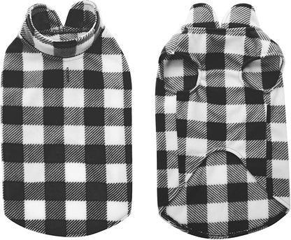 KAMA BRIDAL Spring Autumn Winter Coat Pullover Fleece Vest for Cats Small and Medium Dogs Thin Sweater Black & White Plaid (Black, XXXS)