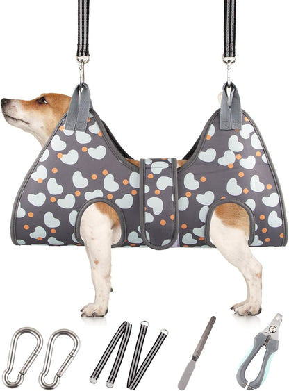 Dog Grooming Hammock Harness for Small Cats Dogs, Dog Grooming Sling for Cutting Nails, Pet Grooming Harness Hanging Holder Hanger for Nail Trimming with Nail Clippers, Nail File