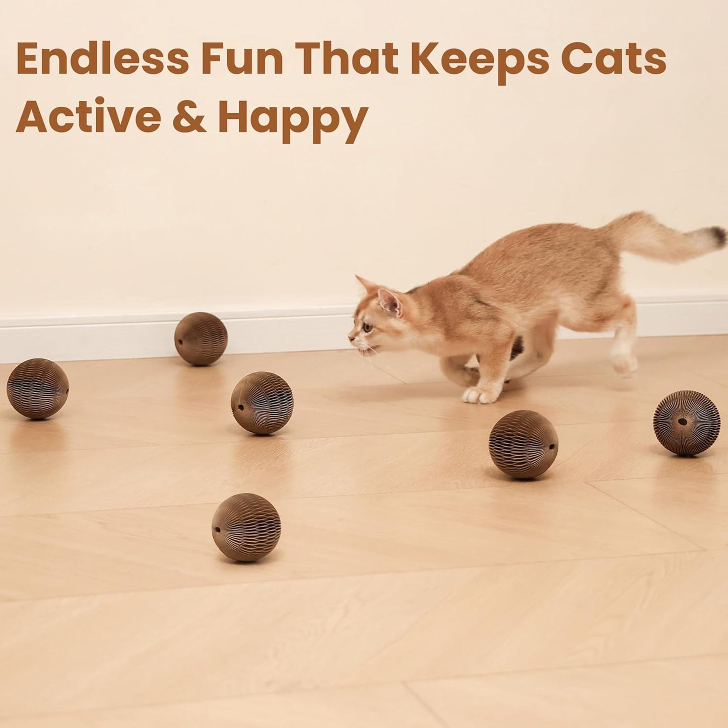 6-Pack Cardboard Cat Ball Toy with Bell – Interactive Cat Toy for Chasing, Batting, and Exercise – Durable & Irresistible Fun for Cats