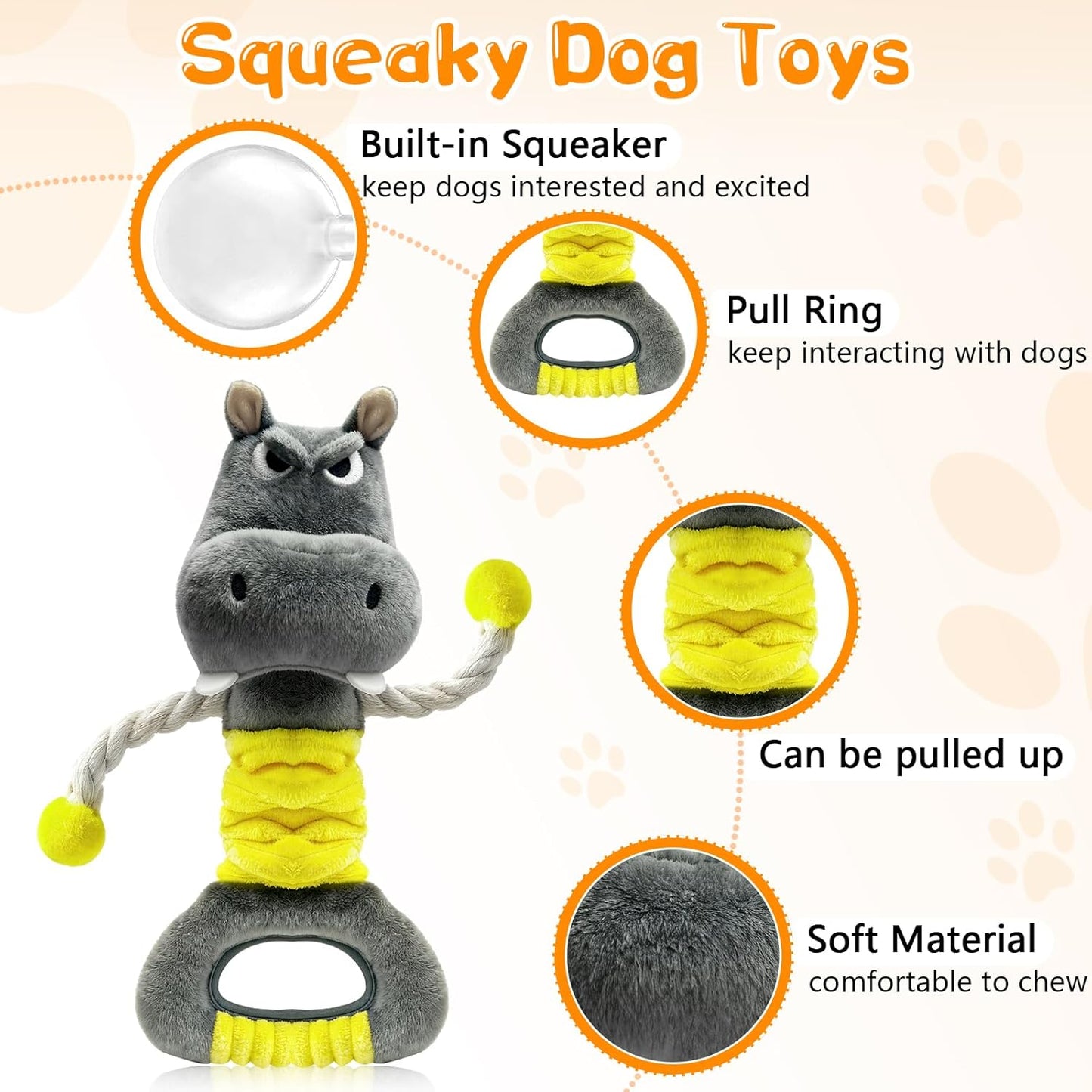 Large Squeaky Plush Dog Toys for Small, Medium, and Large Dogs Daily Companionship, Training, Tug of War Puppy Toys to Keep Them Busy