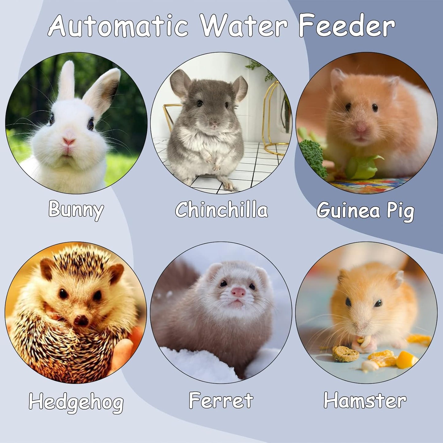 Tfwadmx Rabbit Watter Bottle 17oz Hanging Guinea Pig Automatic Water Dispenser No Drip Small Animal Cage Water Feeder Bowl for Bunny Chinchilla Hedgehog Ferret 2PCS (Grey)