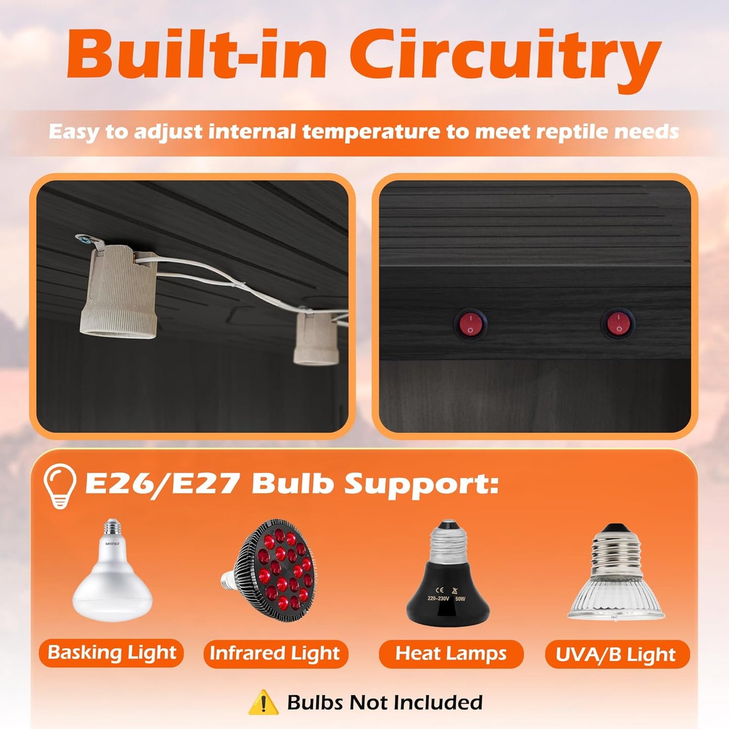 Royxen Bearded Dragon Tank with Metal Mesh Top and Leg Stand,Tempered Glass Reptile Tank,Reptile Enclosure,Lizard Tank for Chameleon,Snake,Lizard Habitat(24inch,Black)