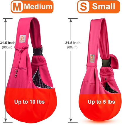 Tomkas Dog Sling Carrier for Small Dogs Puppy Carrier for Small Dogs (Rose red, for Pets Weight 2-7 lbs)