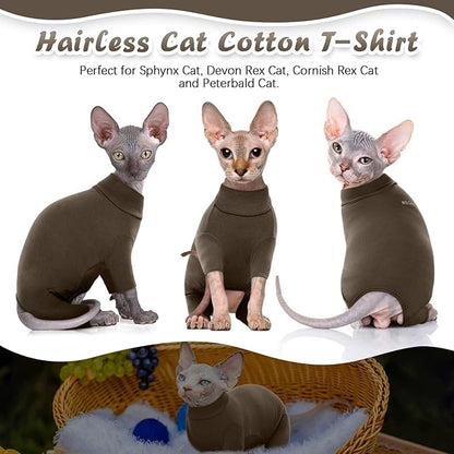 ROZKITCH Pants for Cats, Breathable Soft Cat Jumpers for Cats Only, Cat Coat with Four Legs, Warm Sweater T-Shirt Pajamas Jumpsuit Vest Cornish Rex Devon Rex Peterbald Coffee M