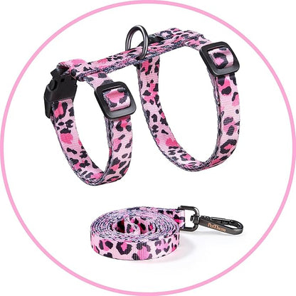 Cat Harness and Leash Set - Escape Proof Adjustable Cat Harness, Comfortable Soft Lightweight, Use Safe & Easy, Walking Travel Kitten Harness for Small Medium Large Cats (Pink)