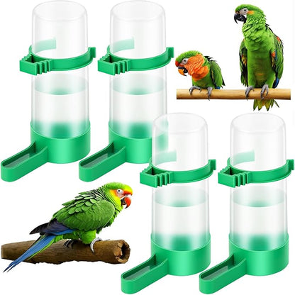Lamoutor 4Pcs Bird Water Feeder Plastic Drinker Feeder Water Clip for Parrots Budgie Cockatiel Lovebirds