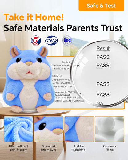 White Elephant Gifts for Adults Talking Hamster Repeats What You Say,2025 Coolest New Infant Unusual Birthday Gifts List,Small Top Xmas Toys for Ages 2-4 Boys Blue Stocking Stuffers Kid