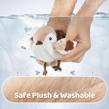 Cat Toys Flapping Bird(No Flying)， Rechargeable Touch-Activated Interactive Toy with Lifelike Chirp for Indoor Cats & Kittens Exercise （Sparrow）