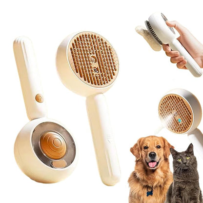 Steam Pet Brush for Dogs & Cats – Self-Cleaning Cat Brush with Steam, Pet Steamer Grooming Tool for Shedding, De-Shedding Hair Removal Comb & Massage for Pets by Vivid Creations