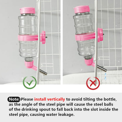 16.7oz Guinea Pig No Drip Water Bottle,Rabbit Hanging Leakproof Water Dispenser,Bunny Automatic Feeder,Ferret Cages Accessories for Chinchilla Squirrel Hedgehog (Pink)