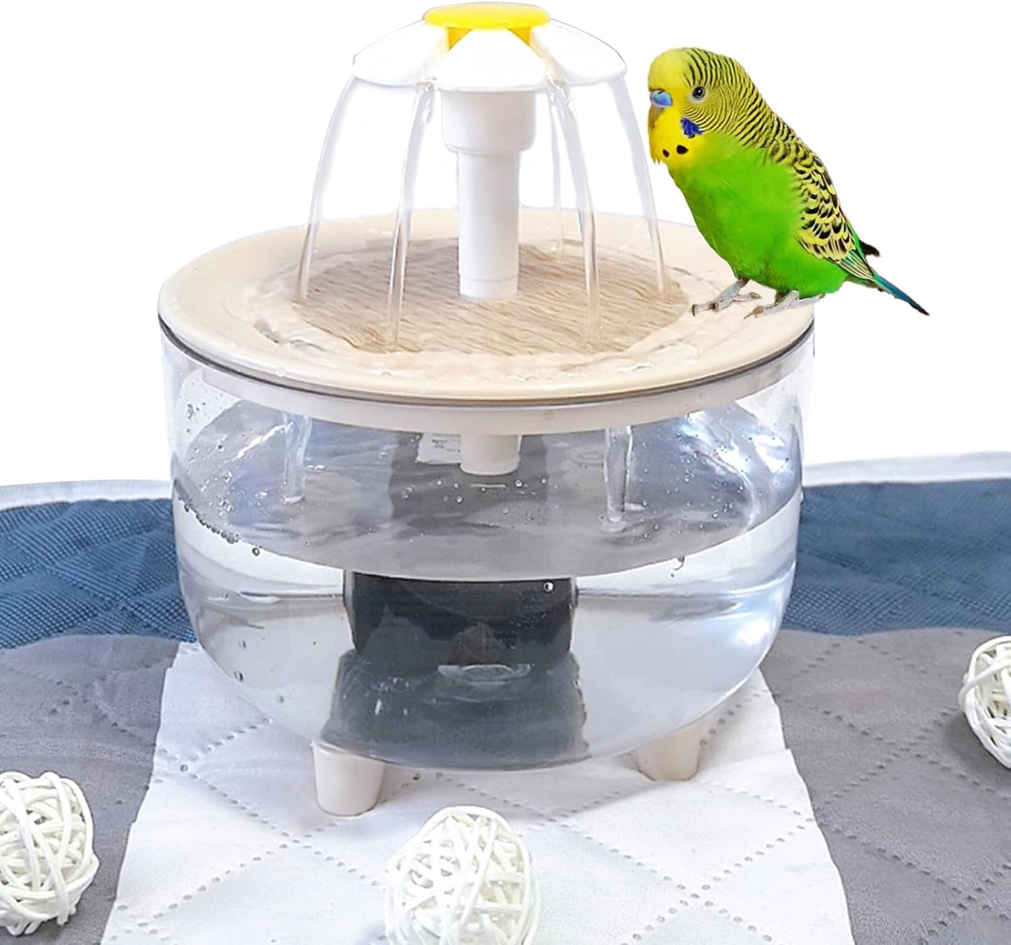 kathson Parrot Bathtub,Automatic Bird Bath Shower,Parakeet Bath Tub with Petal Circulating Filter Fountain,Birds Cage Bathing for Small Medium Parrots Lovebirds Conures Finches Cockatiels Budgie