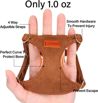 No Pull Dog Harness- Lightweight, Soft, Adjustable Small Harness Collar and Leash Set, Suitable for Cats Puppy Small and Medium-Sized Dog Outdoor Training and Running (Brown, XXS)