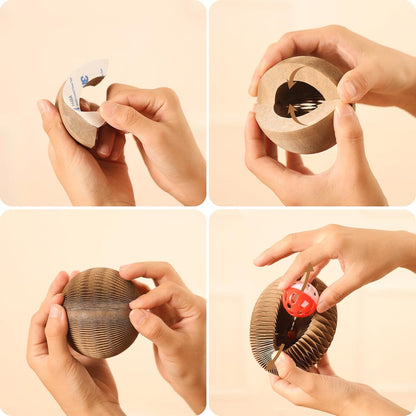 6-Pack Cardboard Cat Ball Toy with Bell – Interactive Cat Toy for Chasing, Batting, and Exercise – Durable & Irresistible Fun for Cats