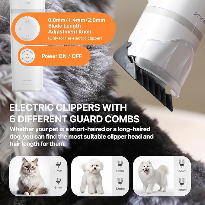 Neakasa S1 PRO 5 in 1 Dog Grooming Kits, 3L Capacity Pet Grooming Vacuum with Dog Clippers, Pet Grooming Tools for Shedding, Home Cleaning