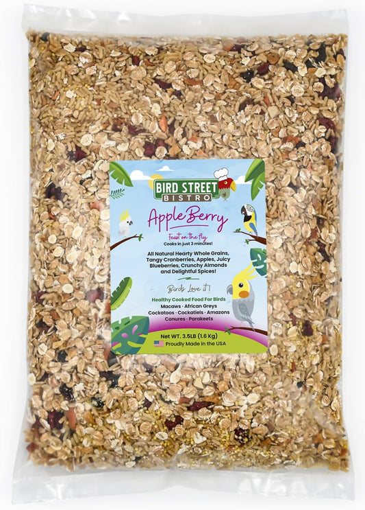Bird Street Bistro Parrot Food - Parakeet & Cockatiel Food - Cooks in 3-15 min with Natural & Organic Grains, Legumes, Non-GMO Fruits, Vegetables & Health-Oriented Spices