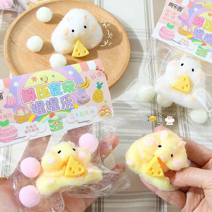 2pcs Fluffy Hamster Taba Squishy Toy – Ultra-Soft Realistic Pet Squeeze – Kawaii Animals Stress Relief Fidget Sensory Toys, Soft Silicone Squeeze Gifts for Children, Teens, and Adults