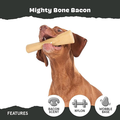 Barkbox Super Chewer Tough Dog Chew Toys for Aggressive Chewers, Dental Stimulating (Bacon Bone - Small)