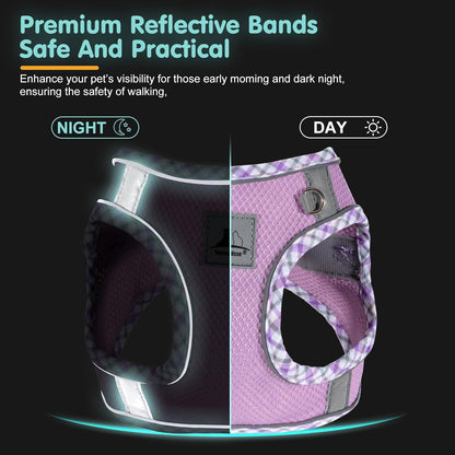 Dog Harness and Leash Set, No Pull Soft Breathable Adjustable Reflective Step In Vest Harness for Puppy, Kitten, Cats