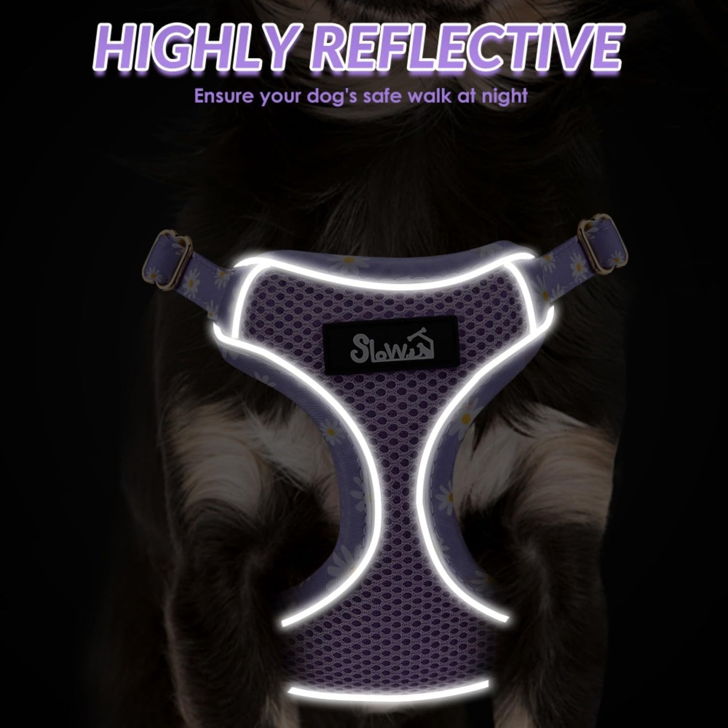 SlowTon Small Dog Harness - No Pull Dog Harness and Leash Set, Soft Mesh Lightweight Puppy Vest Harnesses, Adjustable Pet Harnesses for XXS XS Small Medium Easy Walk Hiking (Purple, S)