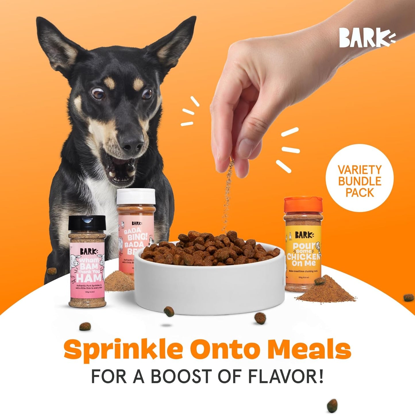 Barkbox Beef, Chicken, Ham Dog Treat Topper - High Protein Ingredient Meal Mixer, Rosemary Extract for Large & Small Breeds, Elevate Food Dining, Shake & Pour for Bowls (Pack of 3)