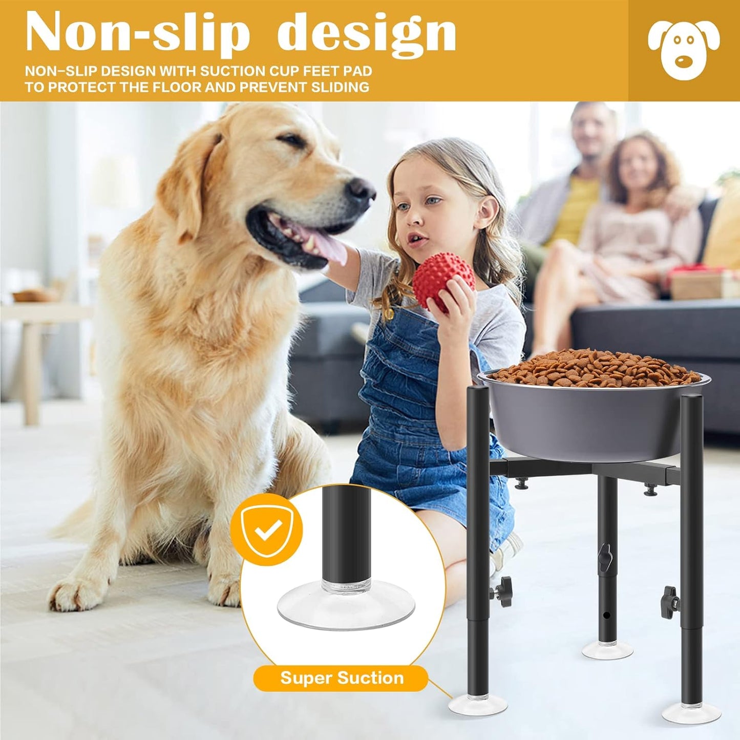 CSD Elevated Dog Bowl Stand - Durable, Adjustable, User-friendly, Stability & Floor Protection, Adaptive Feeding Solution