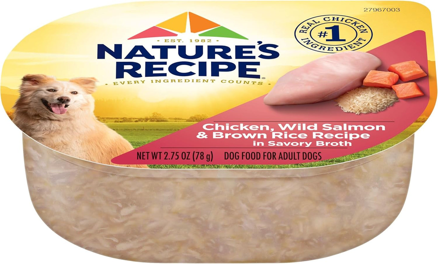 Nature's Recipe Wet Dog Food, Chicken & Wild Salmon in Broth Recipe, 2.75 Ounce Cup (Pack of 12)