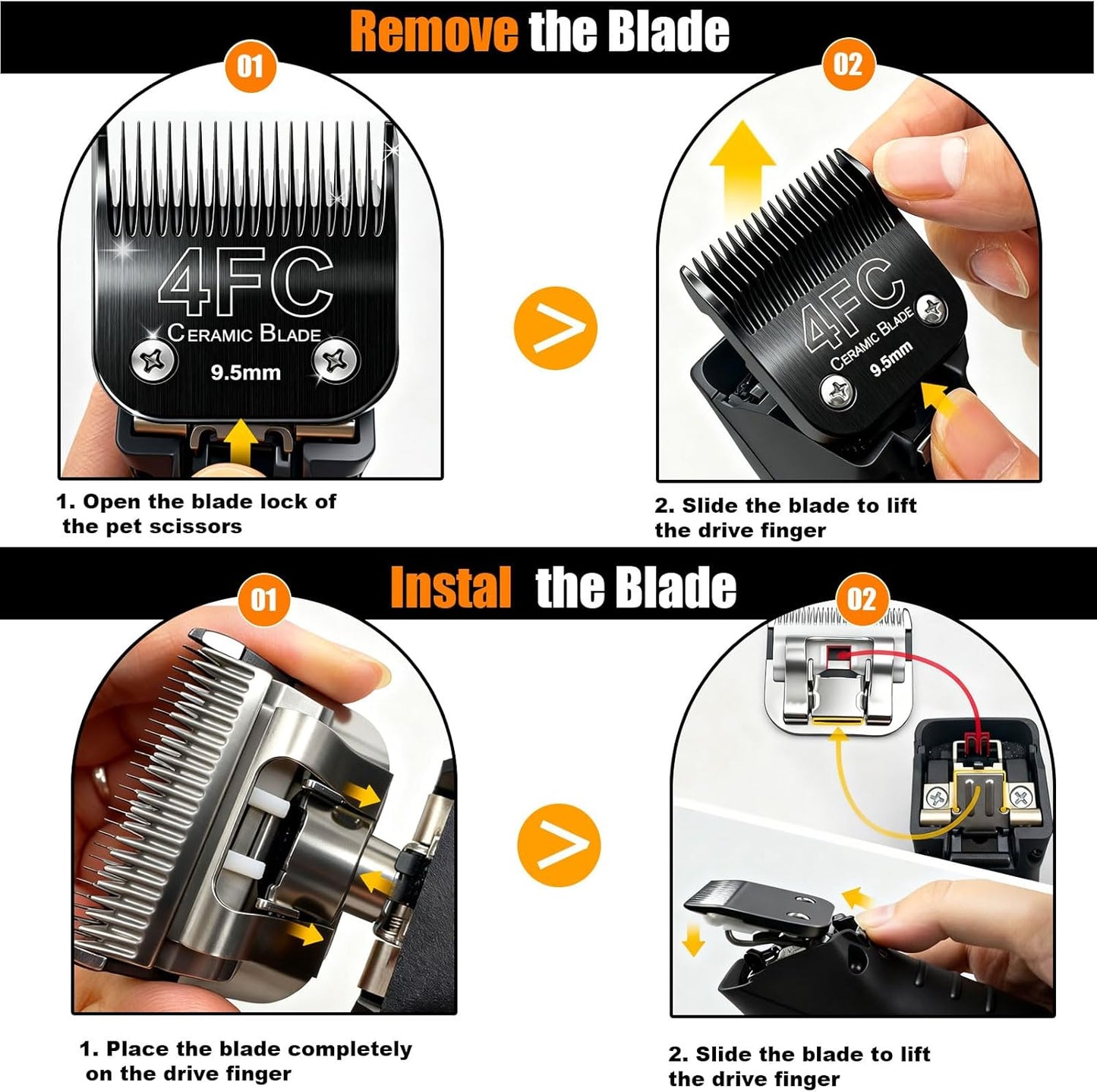 Dog Grooming Clipper Blades Replacement Compatible with Andis Dog Clippers,Most OsterA5, Wahl KM Series Pet Clippers (Black(5FC))