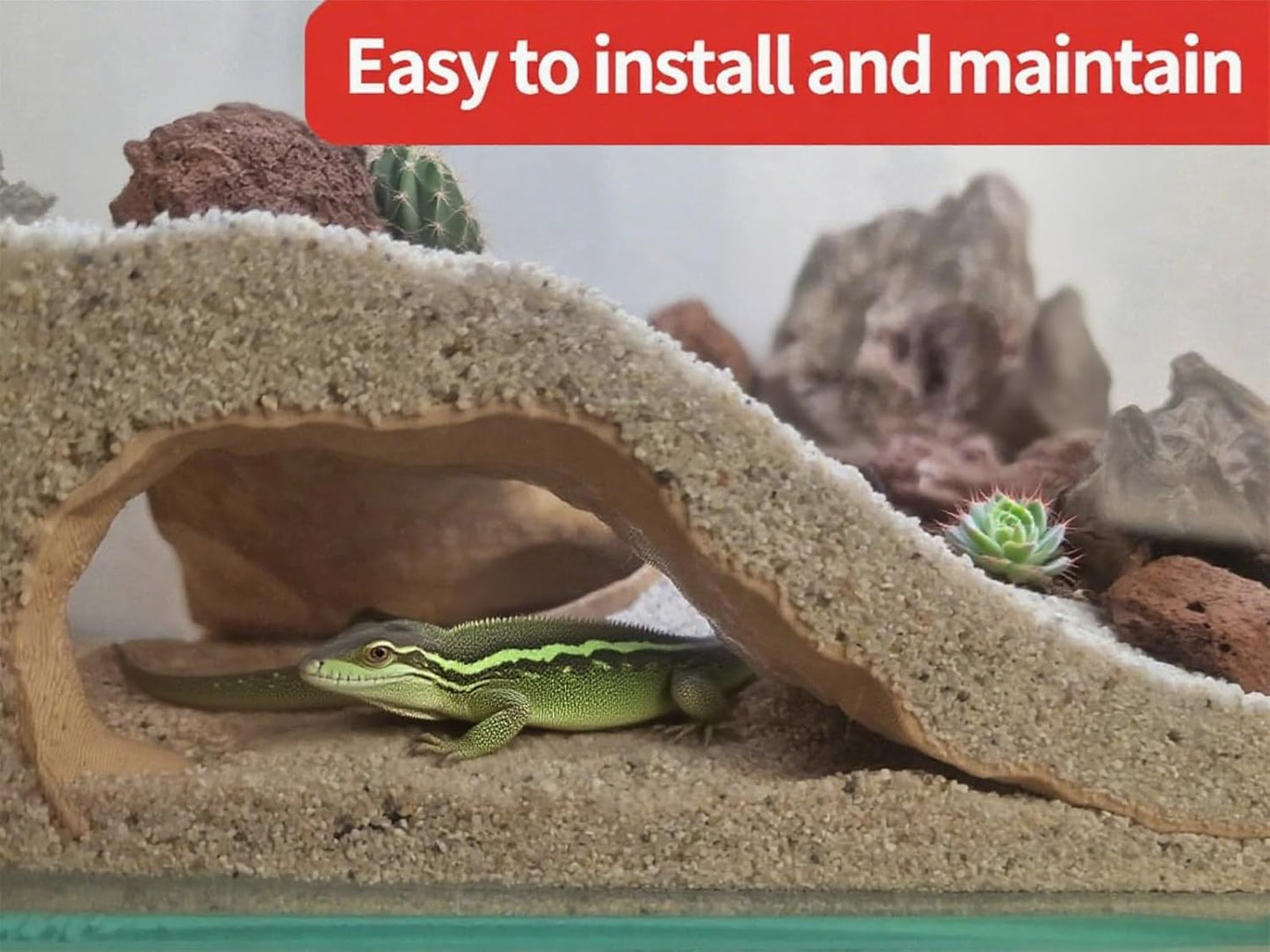 Reptile and Shrimp Hide Cave, 3D Printed Aquarium Decor for Bearded Dragon Snake, Fish Tank Accessories Terrarium Corner Shelter (Gary, one Size)