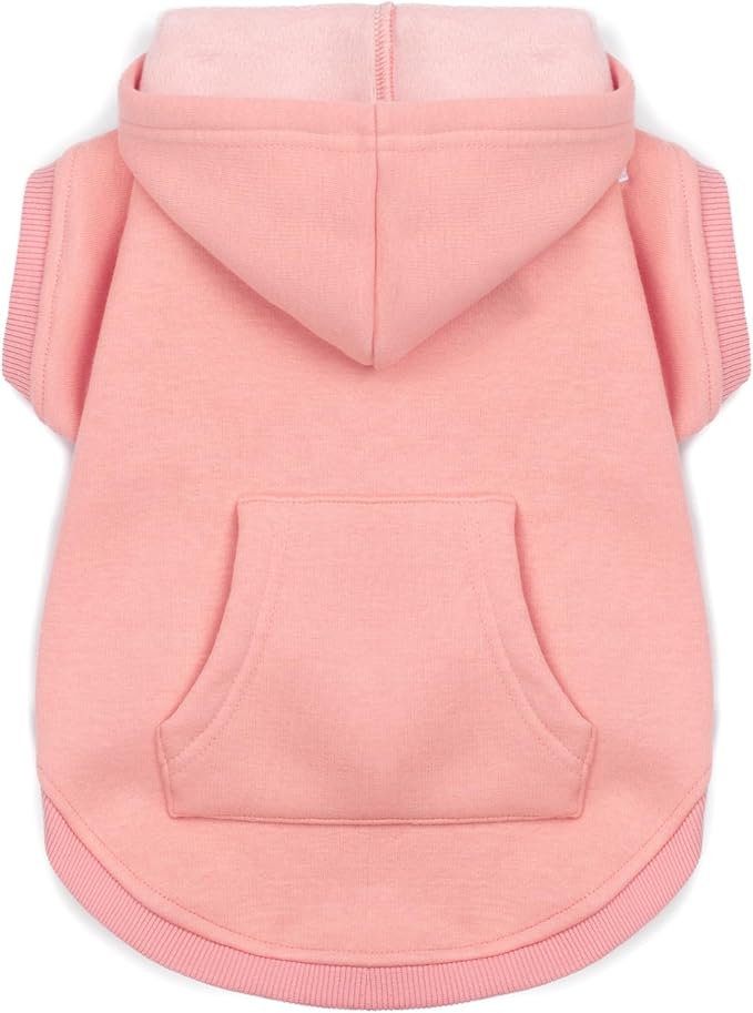 Koneseve Dog Hoodie - Fleece Warm Sweater with Pocket, Soft Clothes for Daily Wear, Basic Hooded Sweatshirts, Winter Coat Clothing, Comfort Tee Shirt Fit for All Breeds Pet - Pink - M