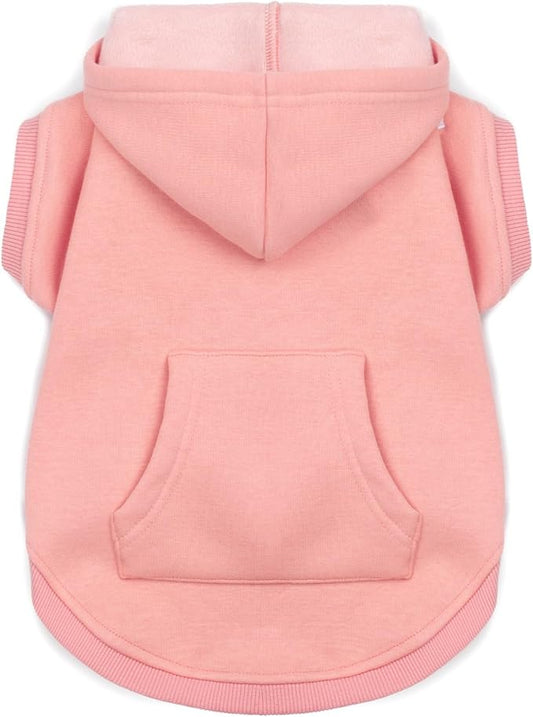 Koneseve Dog Hoodie - Fleece Warm Sweater with Pocket, Soft Clothes for Daily Wear, Basic Hooded Sweatshirts, Winter Coat Clothing, Comfort Tee Shirt Fit for All Breeds Pet - Pink - 4XL