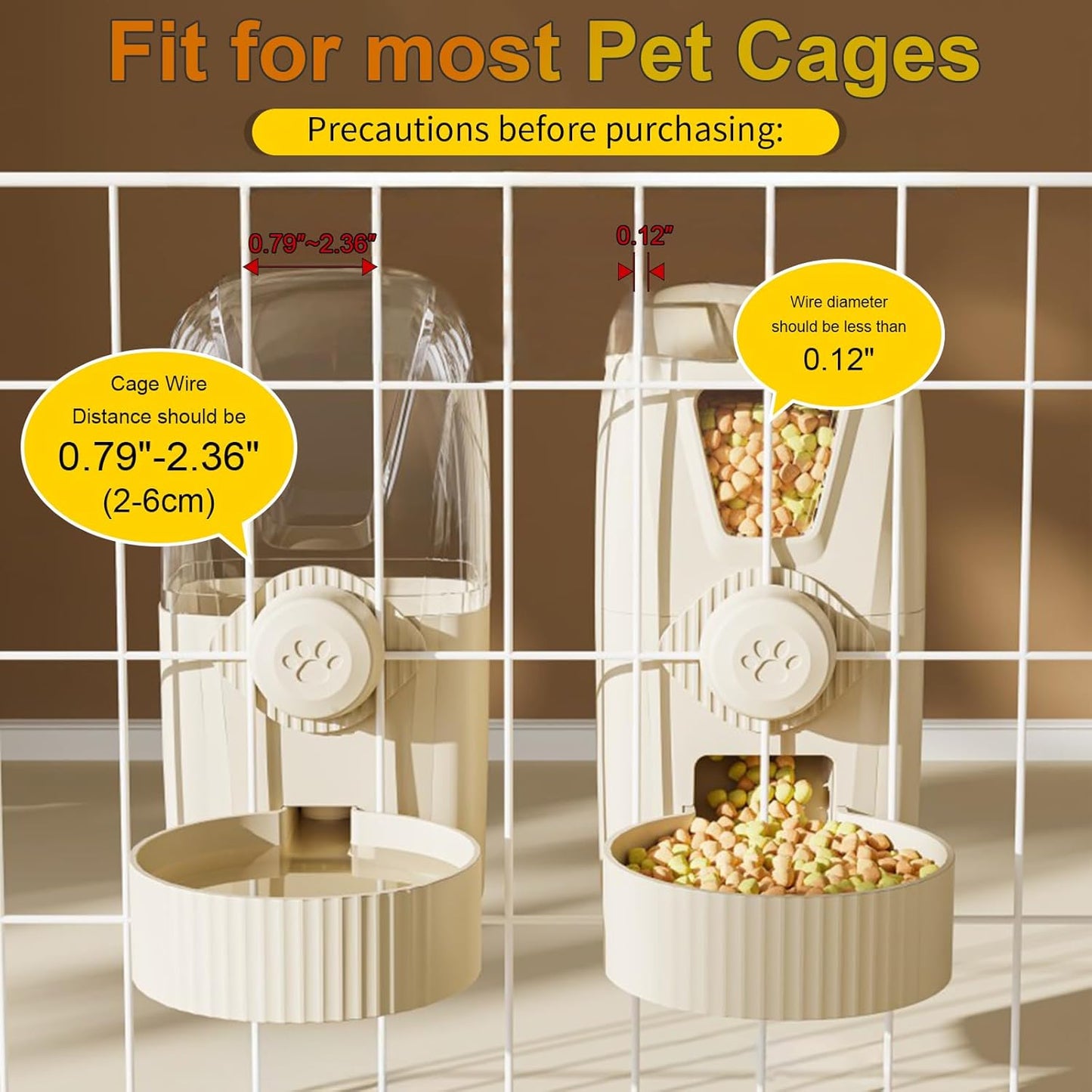 Rabbit Automatic Food Feeder and Water Dispenser Bunny Gravity Feeding Station Waterer Set Hanging Self-Dispensing Feeder for Ferret,Guinea Pigs Chinchillas Hedgehog (Grey)