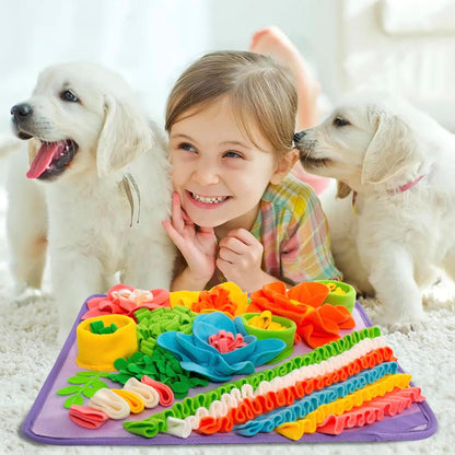 Snuffle Mat for Dogs, Sniff Mat Slow Feeding Mat for Small Pets Cats, Rabbits - Help Stress Relief and Training - Stimulate Your Pet's Foraging Skills! (Purple)