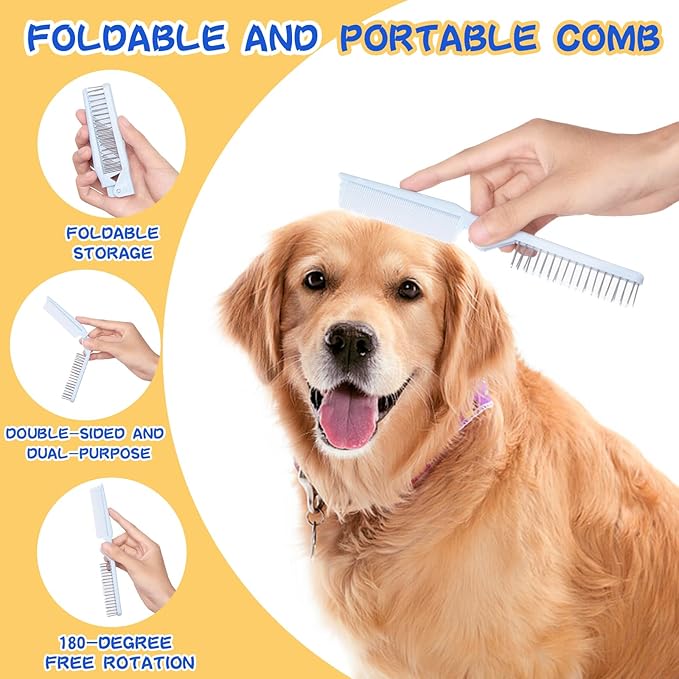 Grooming Brush Kit 8PCS，Dematting Comb for Shedding and Tangles，Cat Bath Supplies，Dogs Brushes for Grooming,Cat Brushs，Puppy Brush and Flea Comb