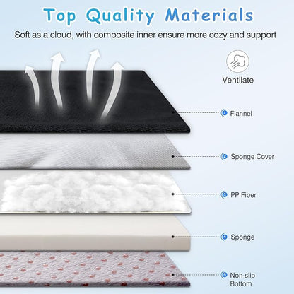 Magic Dog Super Soft Extra Large Dog Bed, 47 Inches Jumbo Orthopedic Foam Pet Beds with Anti Slip Bottom, Dog Sleeping Mattress with Removable and Washable Cover, Dark Grey XL