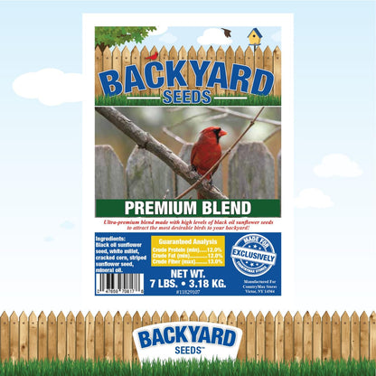 Backyard Seeds Premium Blend Bird Seed to Attract Songbirds - Wild Bird Food Mix with Black Oil Sunflower (7 Pounds)