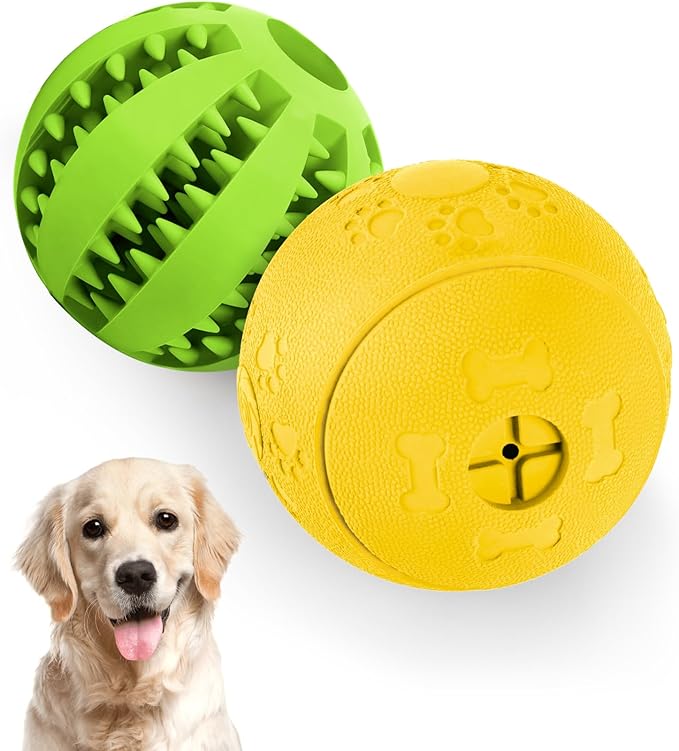 Dog Puzzle Toy 2 Pack, HIPPIH Interactive Dog Toys for Treat Dispensing, Durable Puppy Toys for Teething Small Dogs, Dog Treat Ball for Teeth / Slow Feeder/ IQ Training/ Playing