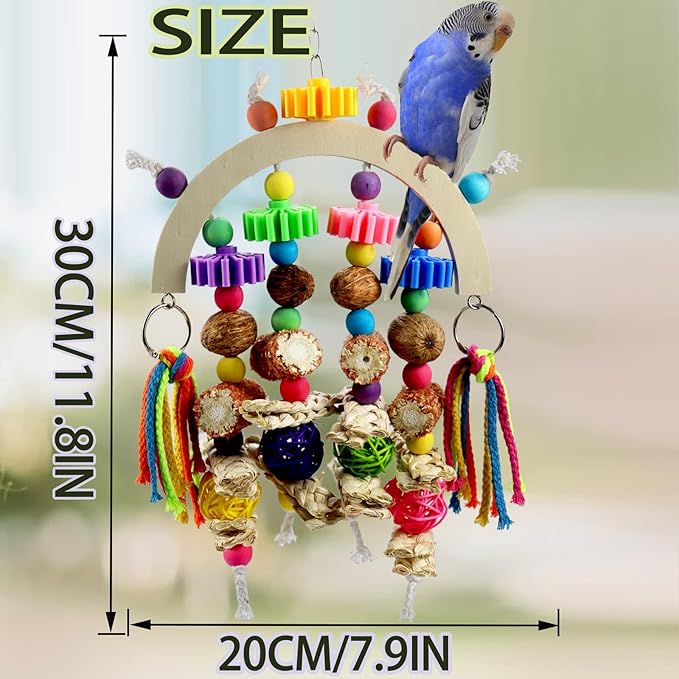 Bird Toys - Natural Corncob Wood & Mango Chew Toys for African Grey Parrots, Lovebirds, Small Parrots, Parakeets