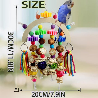 Bird Toys - Natural Corncob Wood & Mango Chew Toys for African Grey Parrots, Lovebirds, Small Parrots, Parakeets