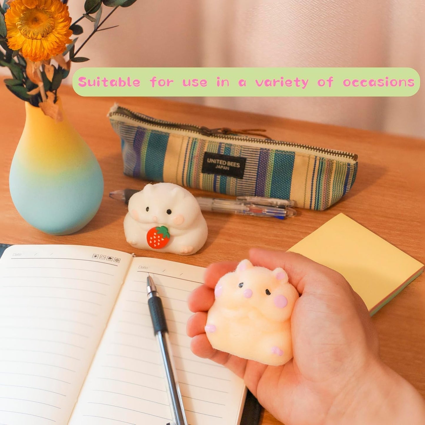 2pcs Fluffy Hamster Taba Squishy Toy – Ultra-Soft Realistic Pet Squeeze – Kawaii Animals Stress Relief Fidget Sensory Toys, Soft Silicone Squeeze Gifts for Children, Teens, and Adults