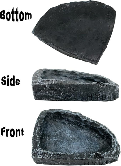 2 Pack Reptile Feeding Dish Corner Bowl, Reptile Water Dish Food Bowl Feeding Terrarium Bowls for Bearded Dragon Lizard Frog Gecko Tortoise Hermit Crab