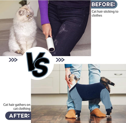 QBLEEV Cat Pajamas for Cats Only, Sticky Hair Cat Clothes, Prevent Lost Fur Kitten Onesie Shirts Costumes Outfits for Daily Wear Parties Photography, Cat Recovery Suit for Cats or Small Dogs