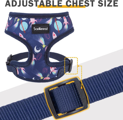 SCENEREAL Small Dog Harness Collar and Leash Set, Adjustable No Pull Pet Harnesses, No Chock Soft Mesh Step in Vest for Doggie Puppy Medium Dogs Cats Girl or Boy,Chihuahua, Yorkie, Outdoor Walking