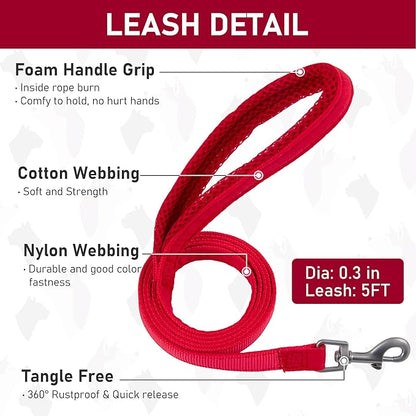 GAMUDA Small Pet Harness Collar and Leash Set, Step in No Chock No Pull Linen Fabric Soft Mesh Dog Vest Harnesses Reflective for Dogs Puppy Cats Kitten Rabbit (Red, XXS)