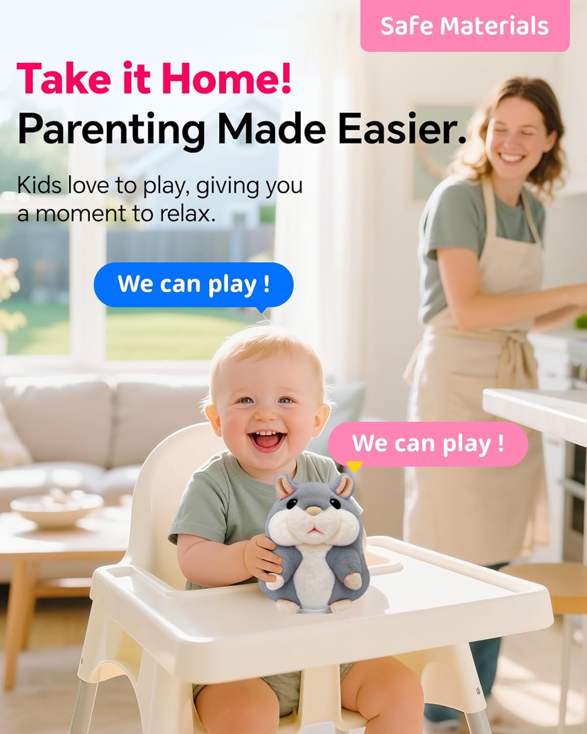 Toddler Toys Talking Hamster Repeats What You Say,Toys for 2 3 4 5 6 7 8 13 Year Old Girl Boy Christmas Birthday Gifts Ideas,Stocking Stuffers' for Kids Adults Gray Stuffed Animals Plush Toy