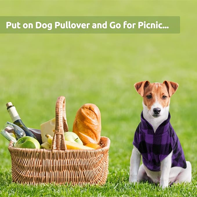 KAMA BRIDAL 3 Pack Spring Autumn Winter Coat Pullover Fleece Vest for Cats Small and Medium Dogs - Thin Sweater Red Pink Purple Plaid (XXS)