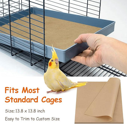 30-Pack Bird Cage Liners - 13.8x13.8 Inch Leak-Proof Disposable Tray Pads for Parrots, Parakeets, Cockatiels, Lovebirds | Easy-Clean Cage Bottom Paper | Customizable Size