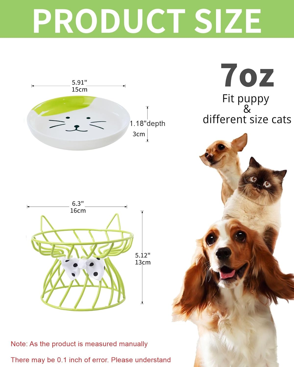 Tilted Elevated Cat Bowl, Food & Water Cat Bowl， Ceramic Pet Food Bowl for Flat Faced Cats, Protect Pet's Spine, Dishwasher Safe